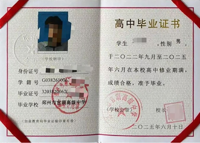 嵩县邳州市官湖高级中学高中毕业证样本图片
